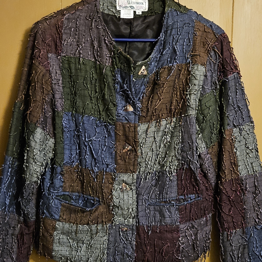 Patchwork Textured Blazer - Multicolor - image 1